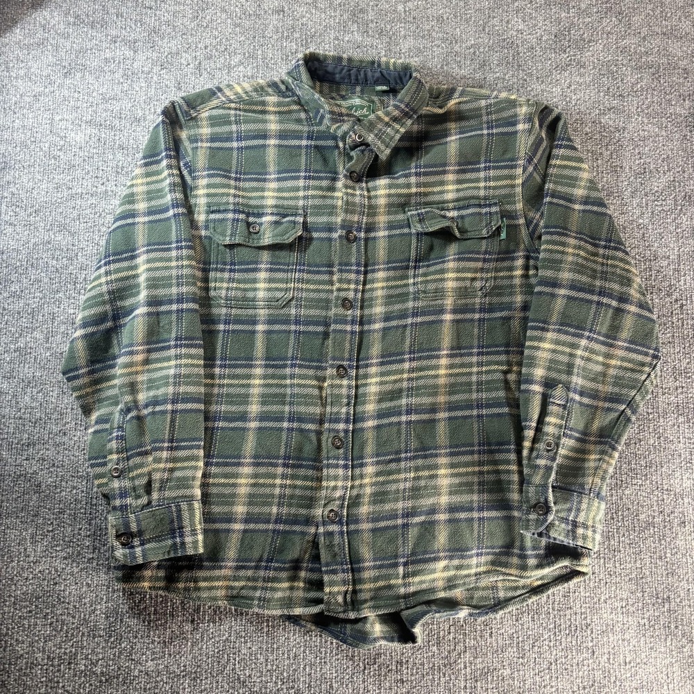 Woolrich Shirt Mens 2XL Green Plaid Flannel Button Front Long Sleeve Outdoor